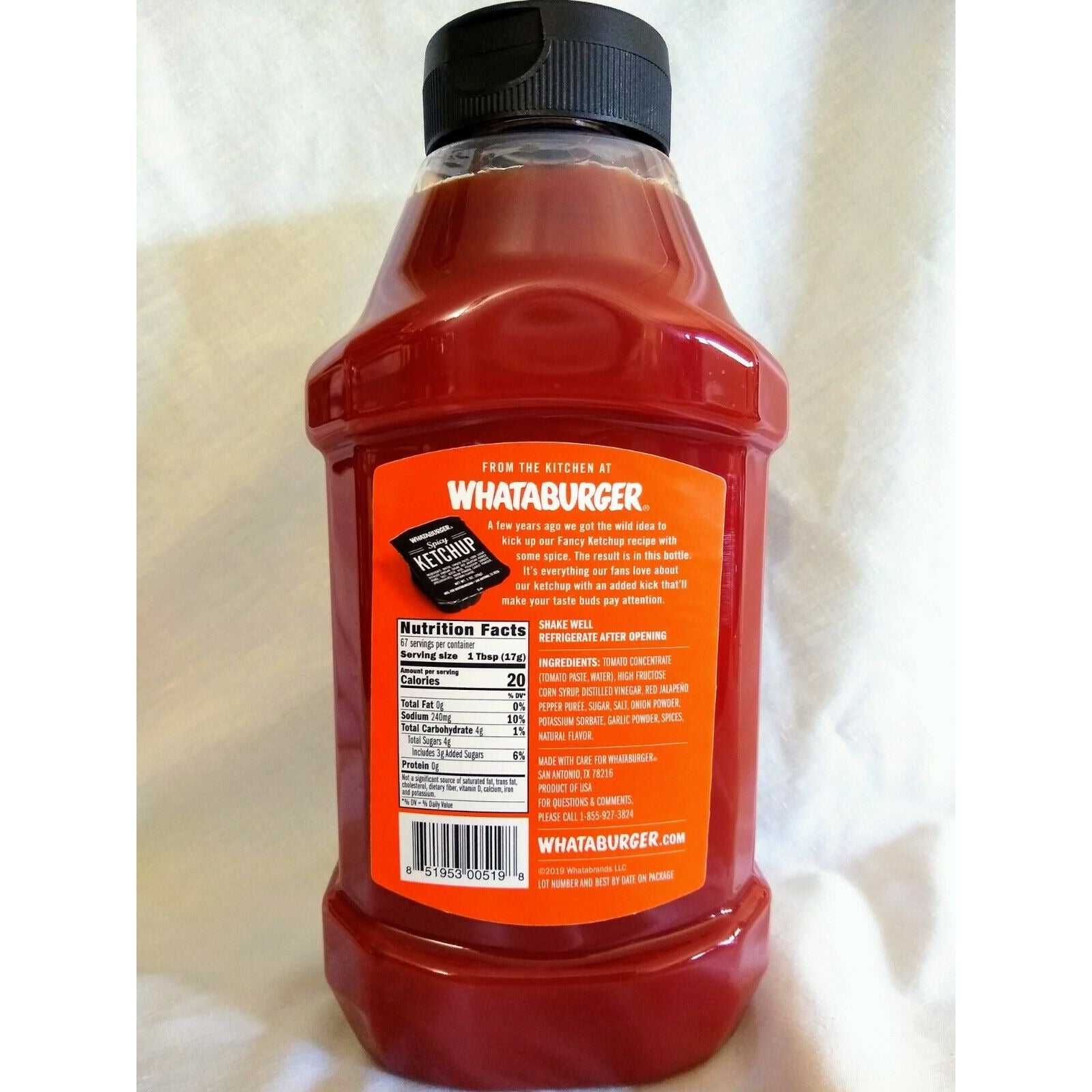 Whataburger Spicy Ketchup 40 Ounce Squeeze Bottle