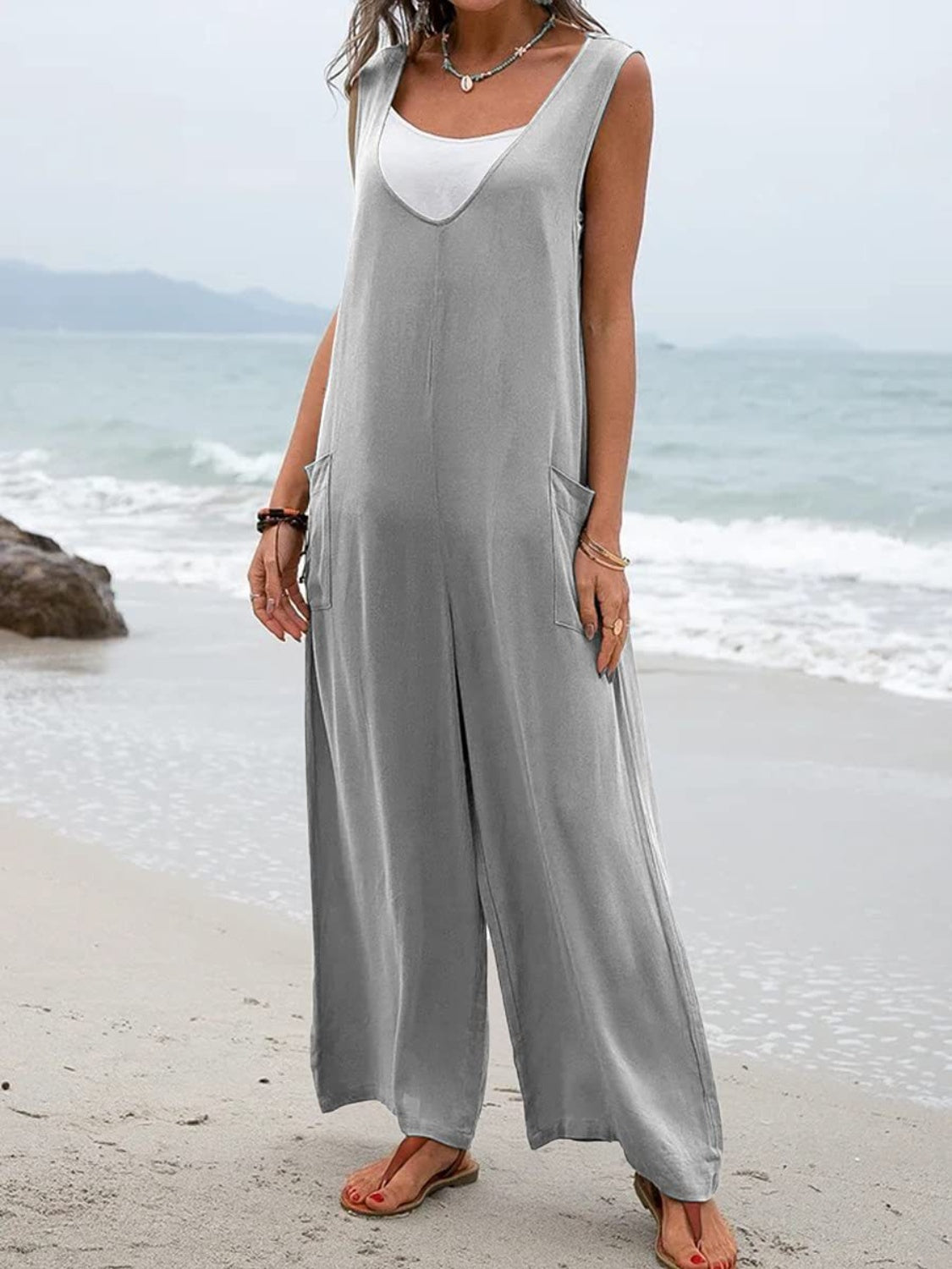 Full Size Beachy Jumpsuit with Pockets