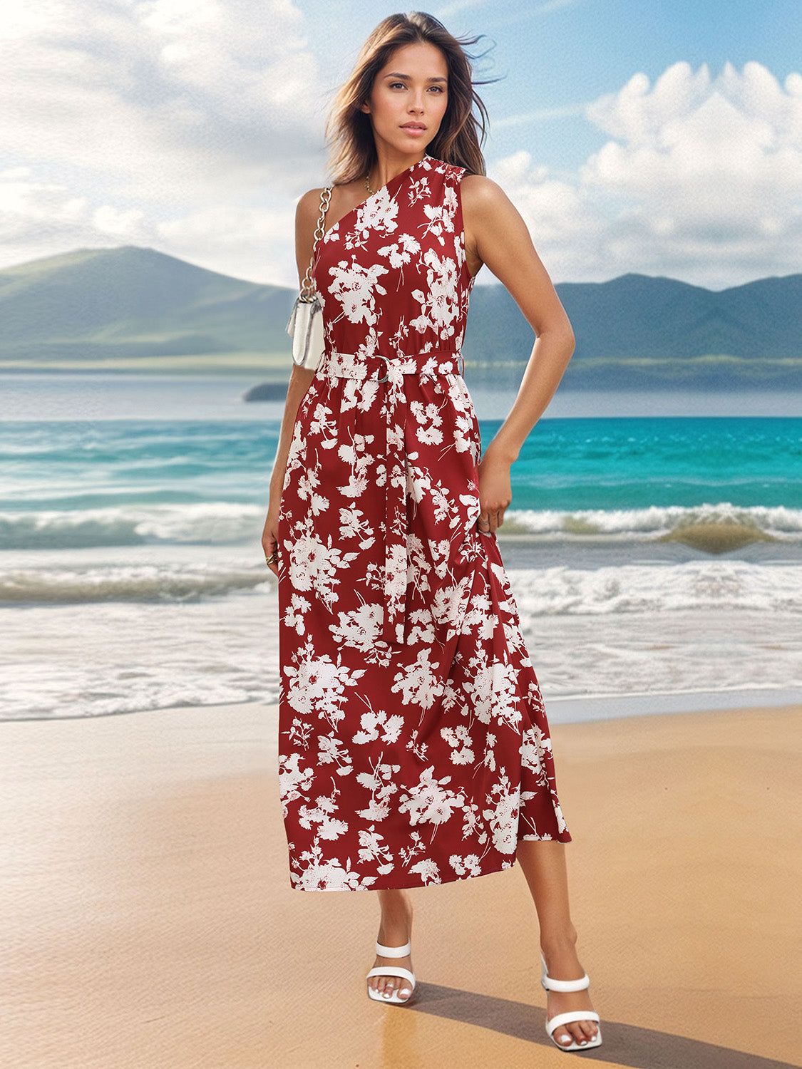 Red Tropical Vacation Dress