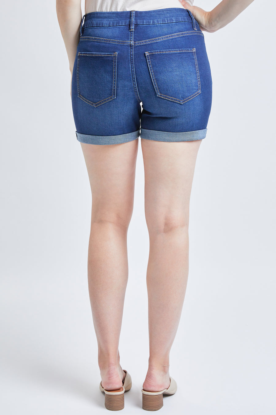 Plus/Reg. Curvy Fit Button Fly Cuffed Shorts