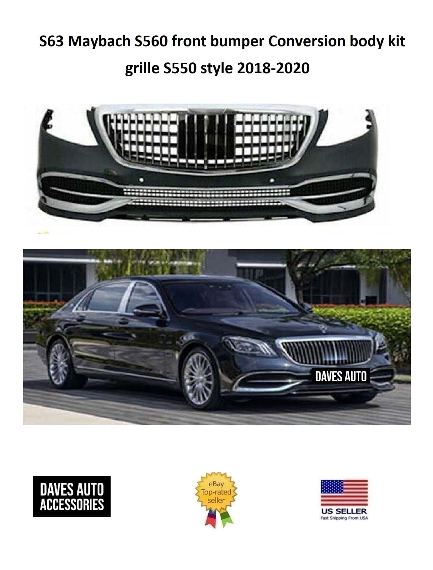 S63 Maybach S560 front bumper Conversion body kit grille S550 style 2018-2020