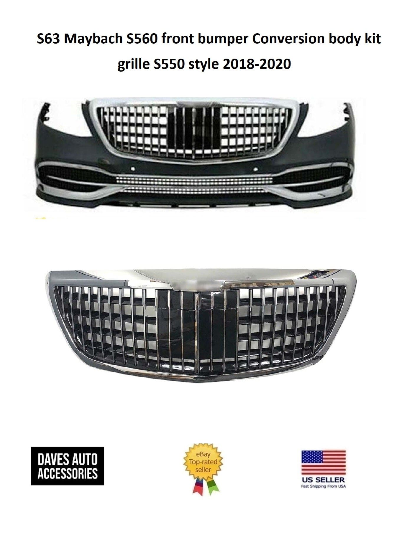 S63 Maybach S560 front bumper Conversion body kit grille S550 style 2018-2020