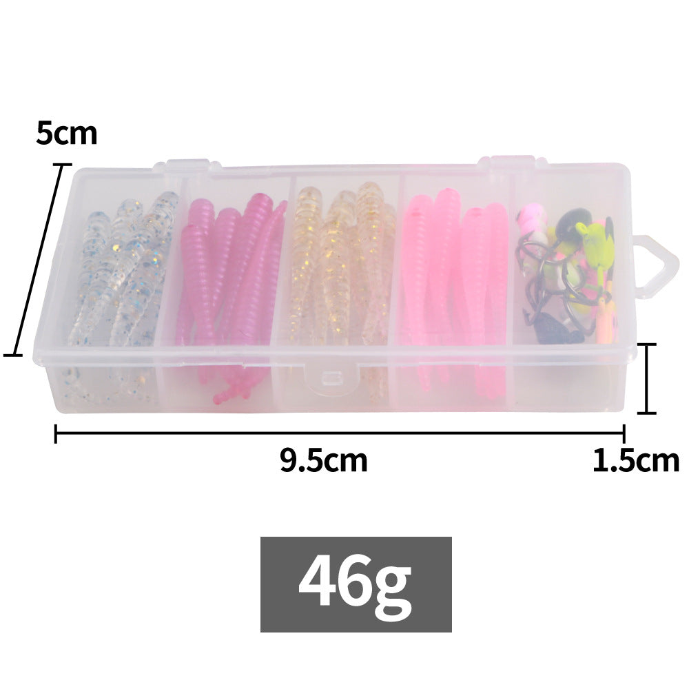 Dr.Fish 50pcs Worm Soft Plastic Lures Kit with Jig