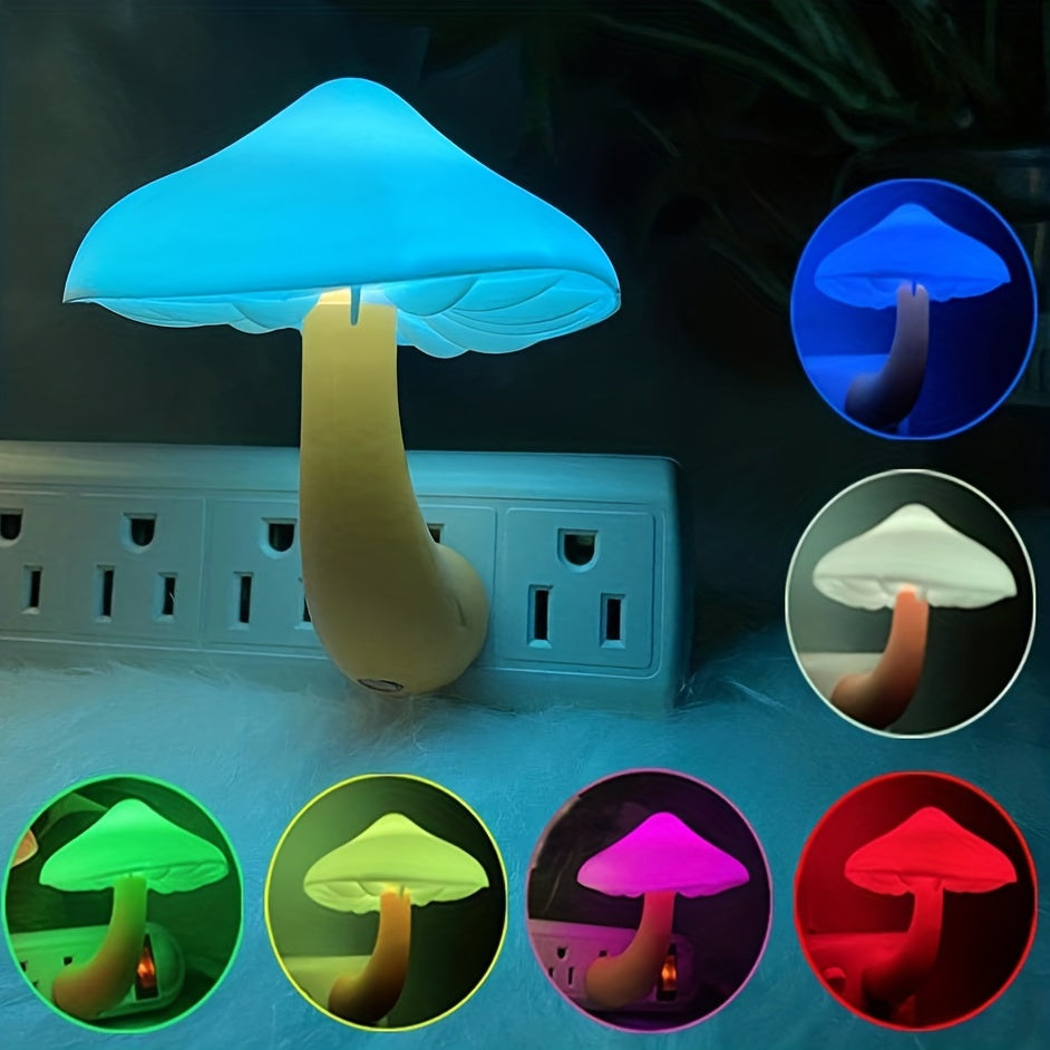 3 Packs Of UTLK Plug-In LED Mushroom Night Lights - 7 Colors & Dusk To Dawn Sensor