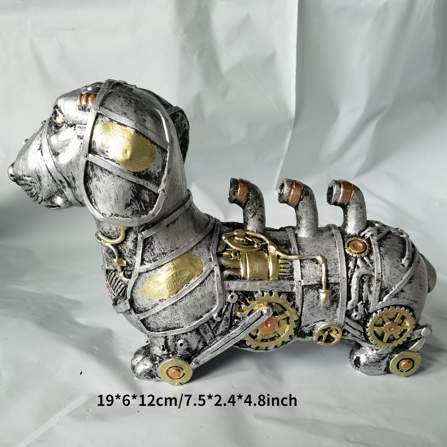 Industrial Gothic Steampunk Daschund Sausage Dog Resin Home Sculpture Ornament