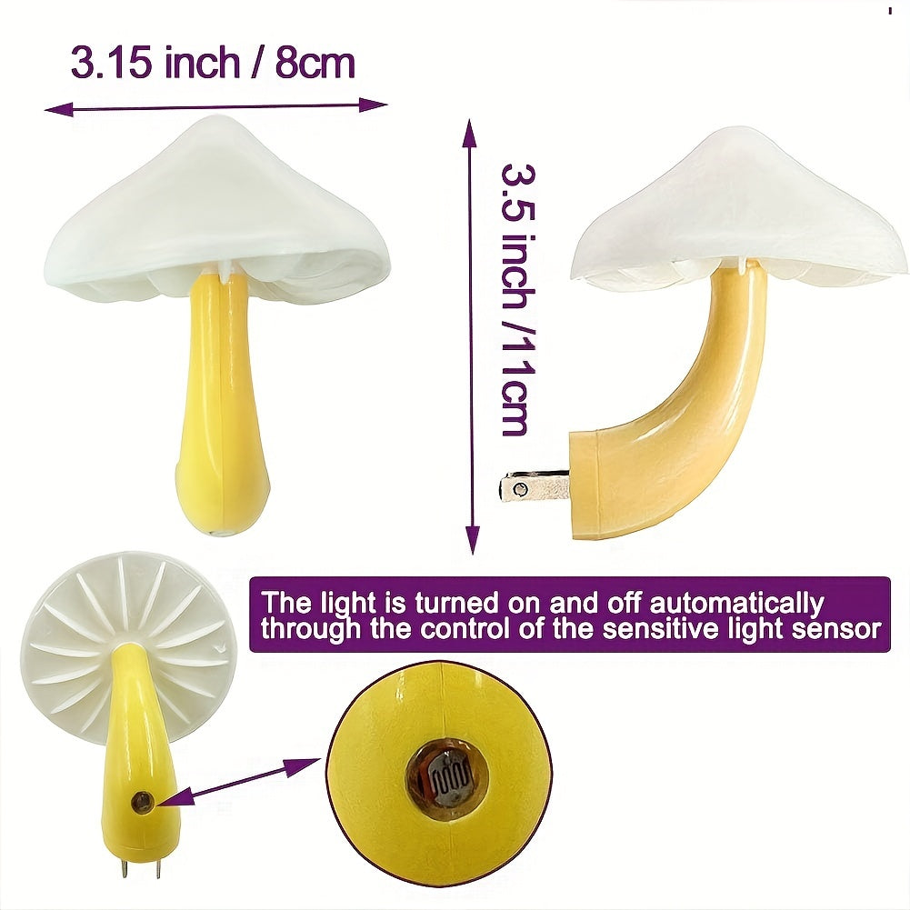 3 Packs Of UTLK Plug-In LED Mushroom Night Lights - 7 Colors & Dusk To Dawn Sensor