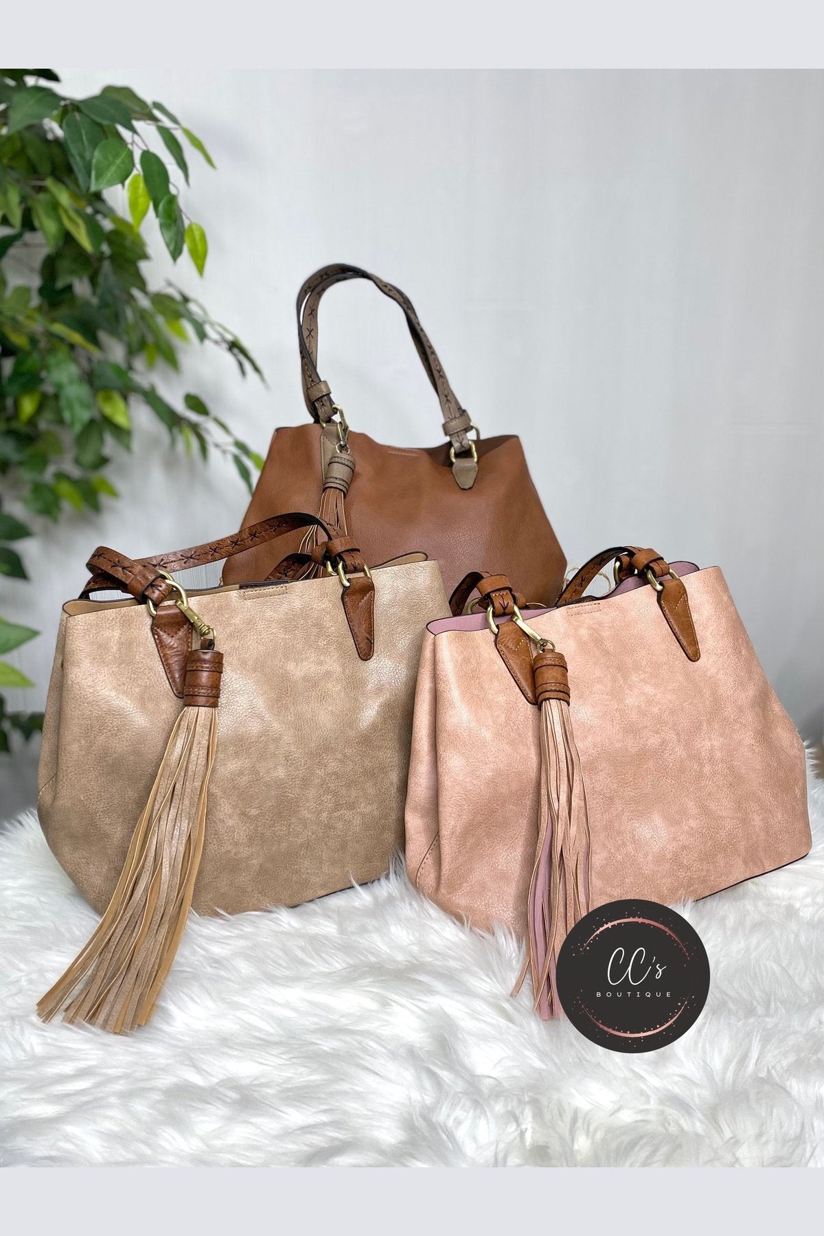 Aliza Large Tassel 2 in 1 Satchel in Brown