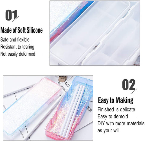 1 Set Resin Molds for Pencil Case, Box Silicone Casting Molds