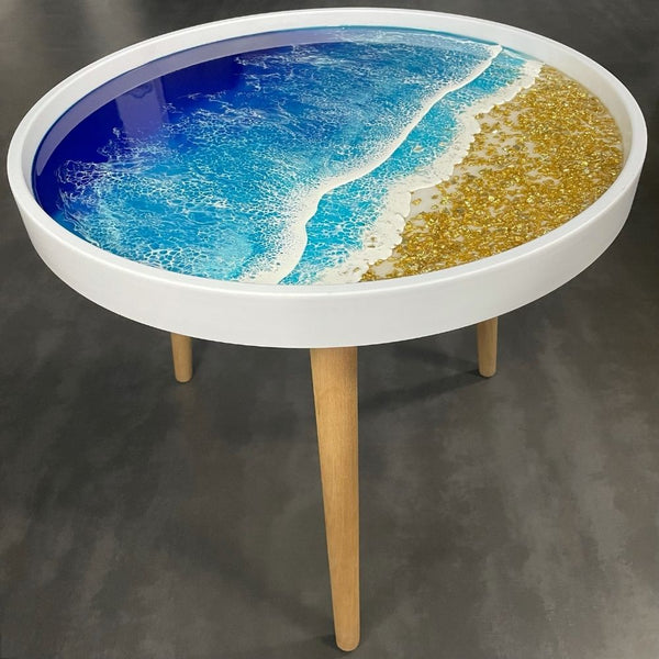epoxy white ocean table display