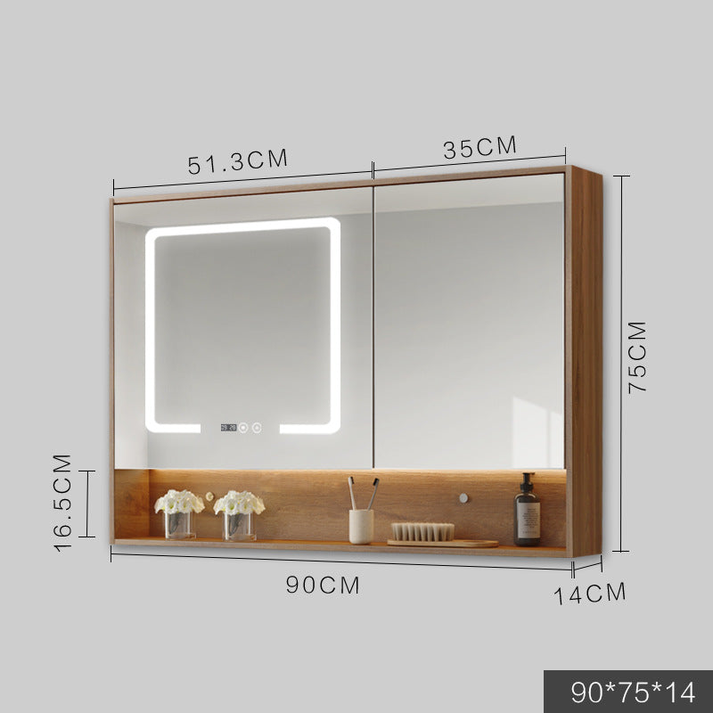 Smart Bathroom Cabinet With Led Lights Anti-fog Hanging Wall Time Display Temperature Adjustment