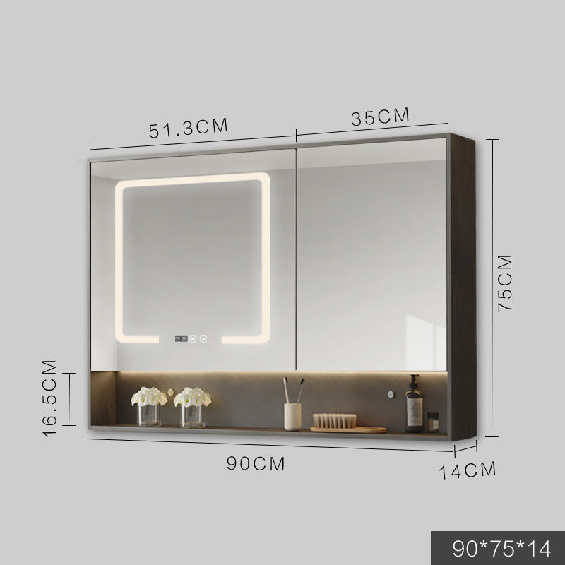 Smart Bathroom Cabinet With Led Lights Anti-fog Hanging Wall Time Display Temperature Adjustment