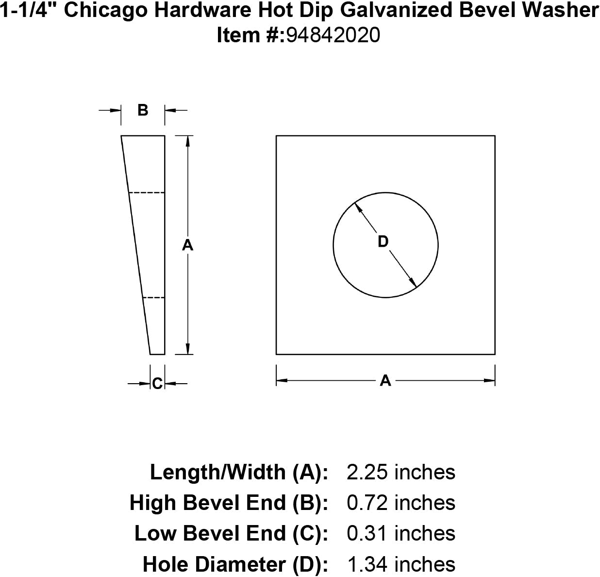 Chicago Hardware Hot Dip Galvanized Bevel Washers