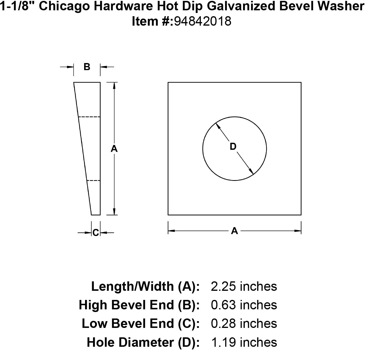 Chicago Hardware Hot Dip Galvanized Bevel Washers