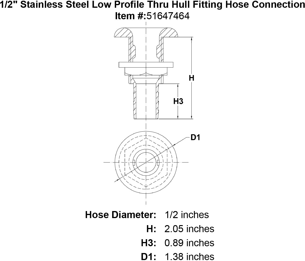 Low Profile Thru Hull Hose Fittings