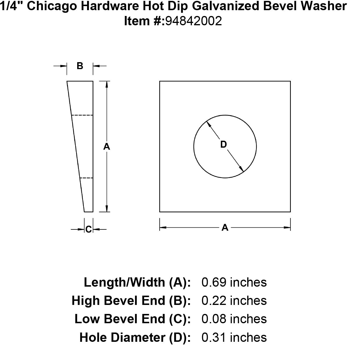 Chicago Hardware Hot Dip Galvanized Bevel Washers