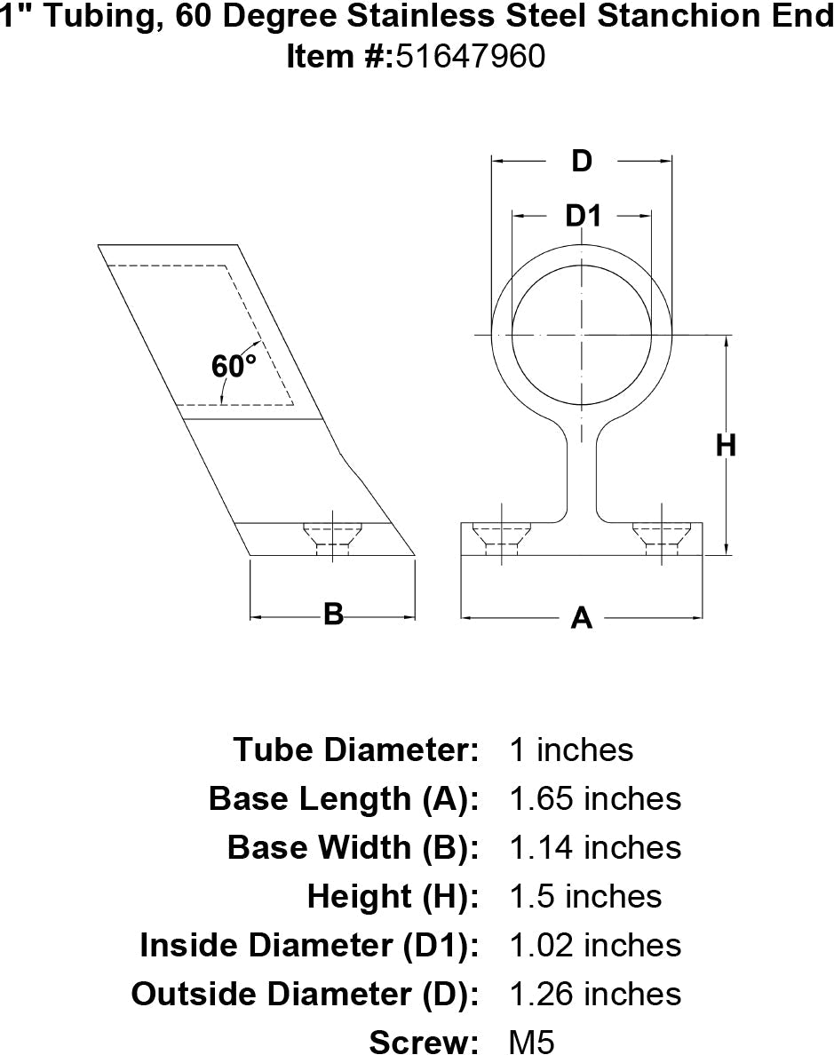 60 Degree Stanchion End Fittings