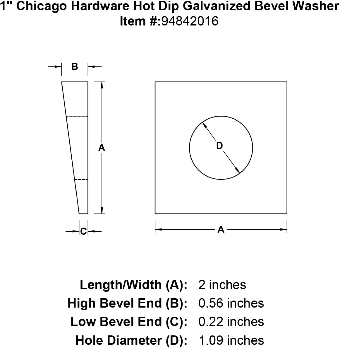 Chicago Hardware Hot Dip Galvanized Bevel Washers