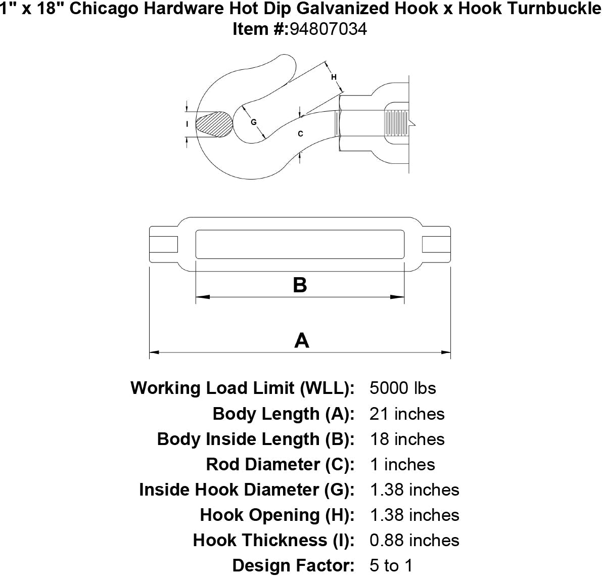 Chicago Hardware Hot Dip Galvanized Hook x Hook Turnbuckles