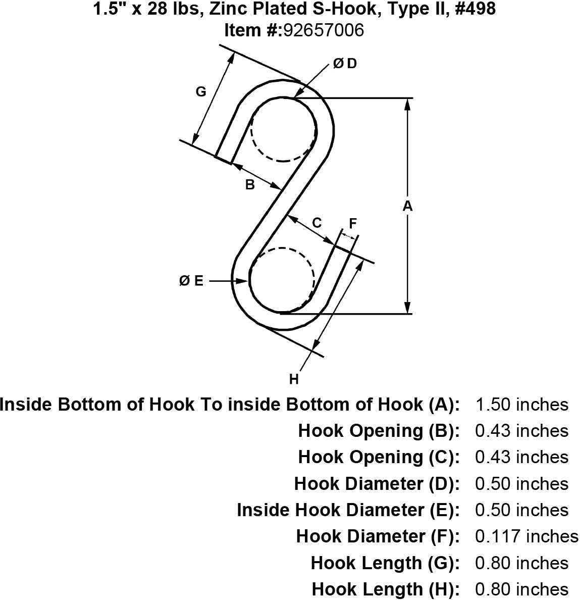 Zinc Plated Symmetric S-Hooks