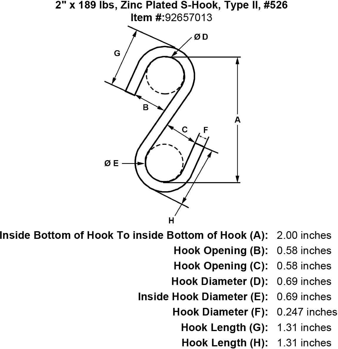 Zinc Plated Symmetric S-Hooks