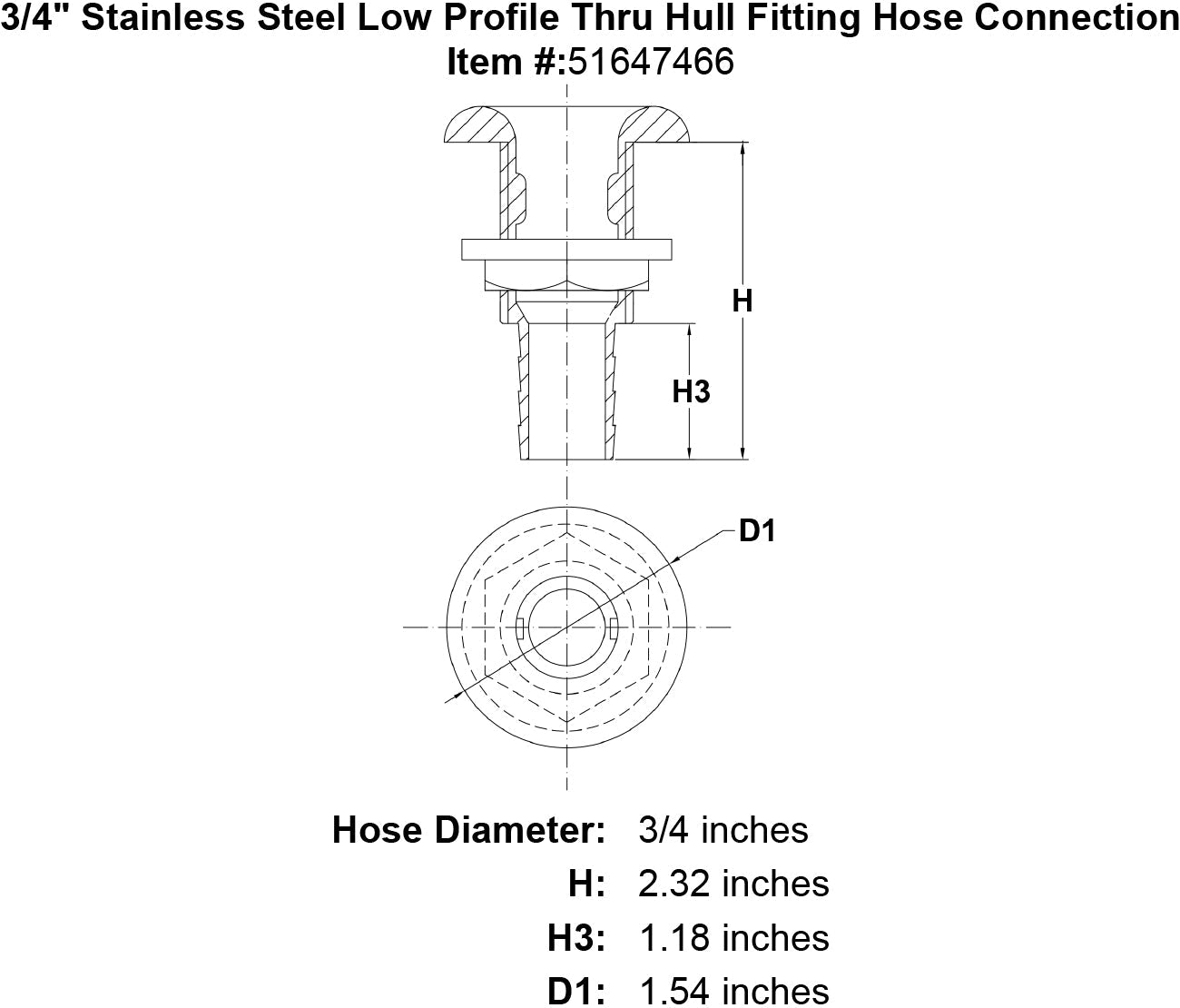 Low Profile Thru Hull Hose Fittings