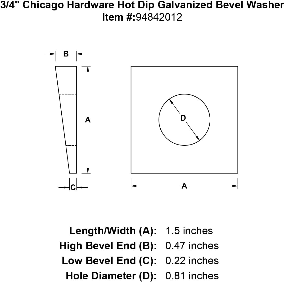 Chicago Hardware Hot Dip Galvanized Bevel Washers