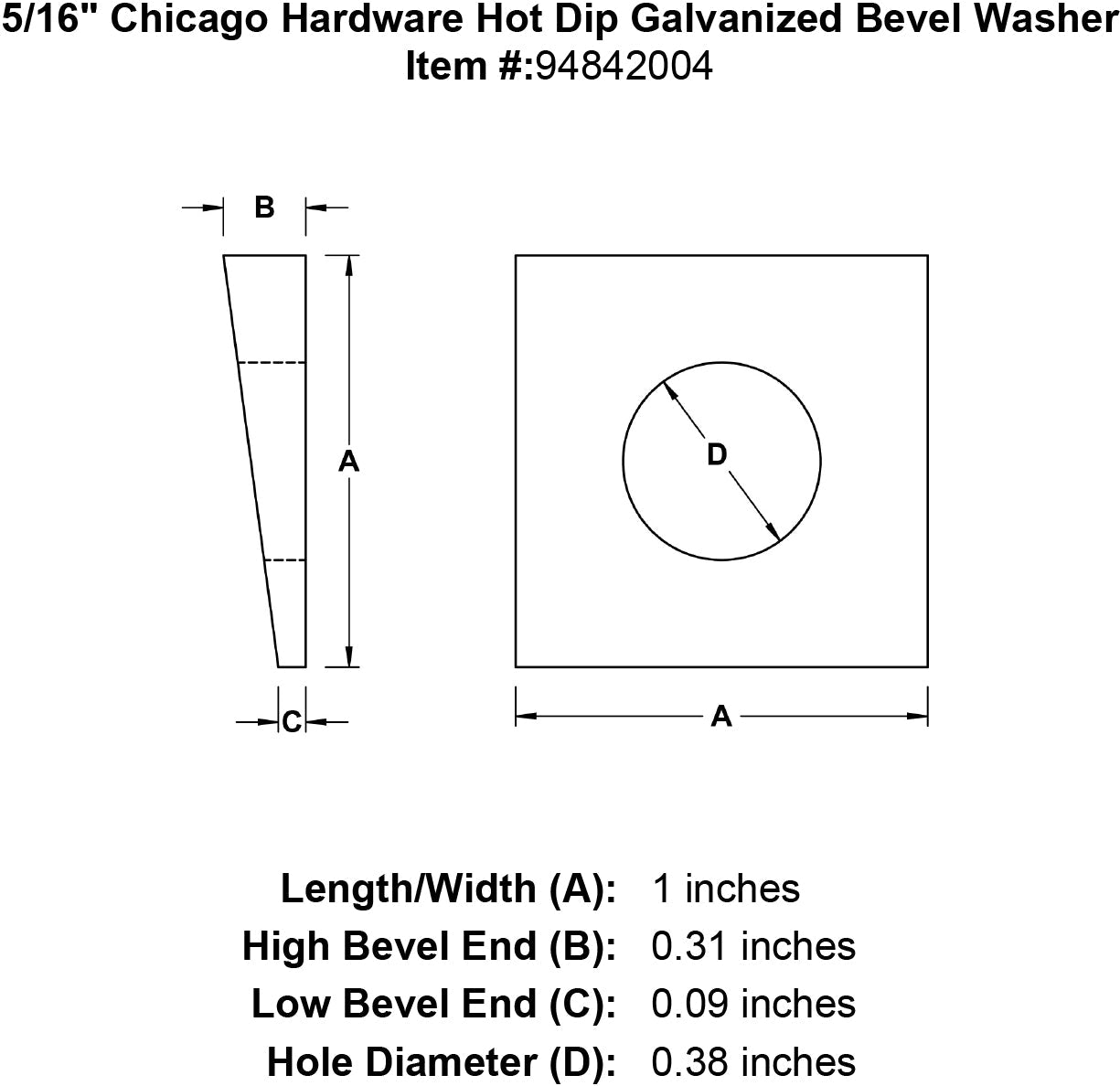 Chicago Hardware Hot Dip Galvanized Bevel Washers