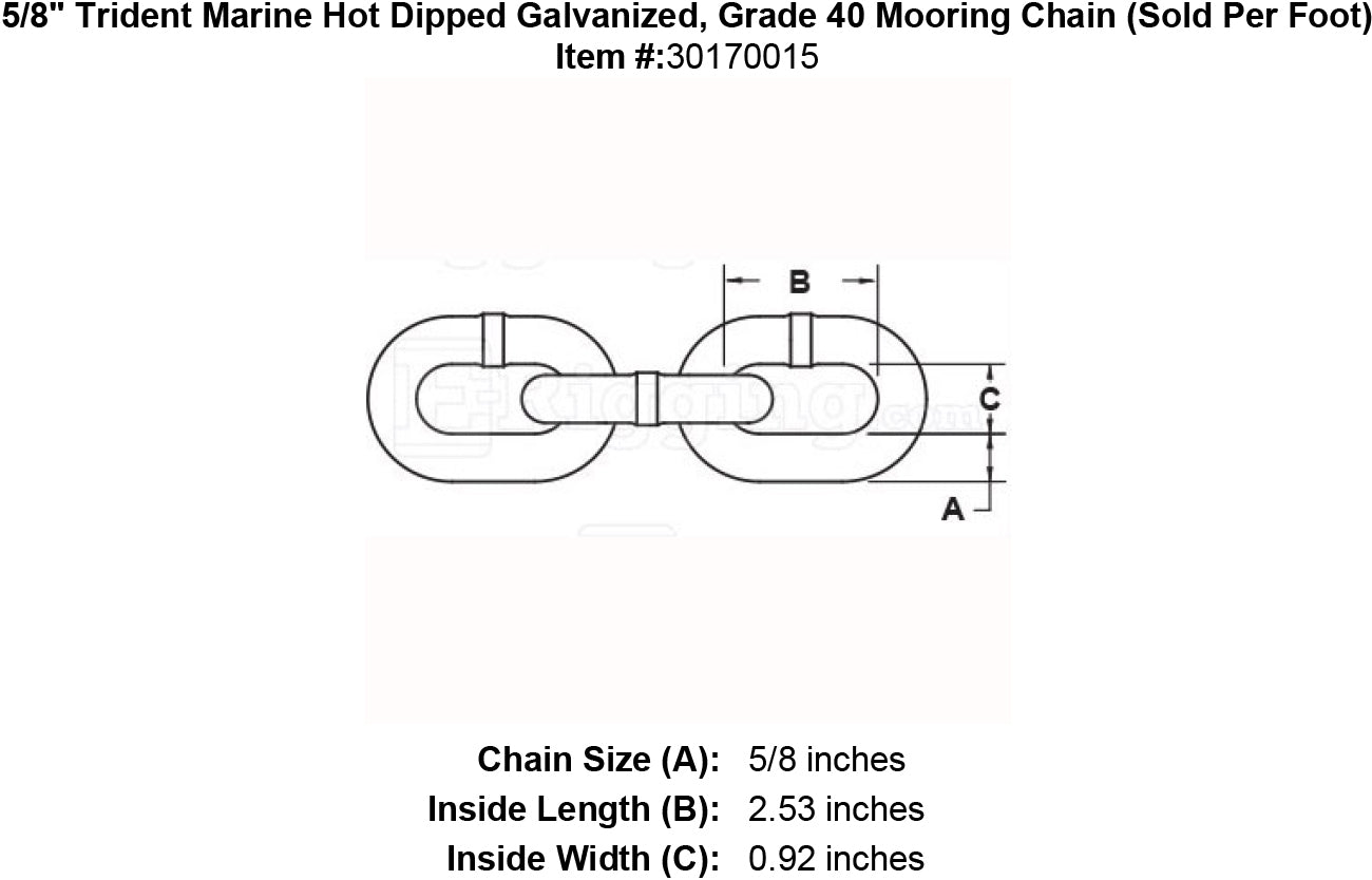 Trident Grade 40 Mooring Chain (Sold Per Foot)
