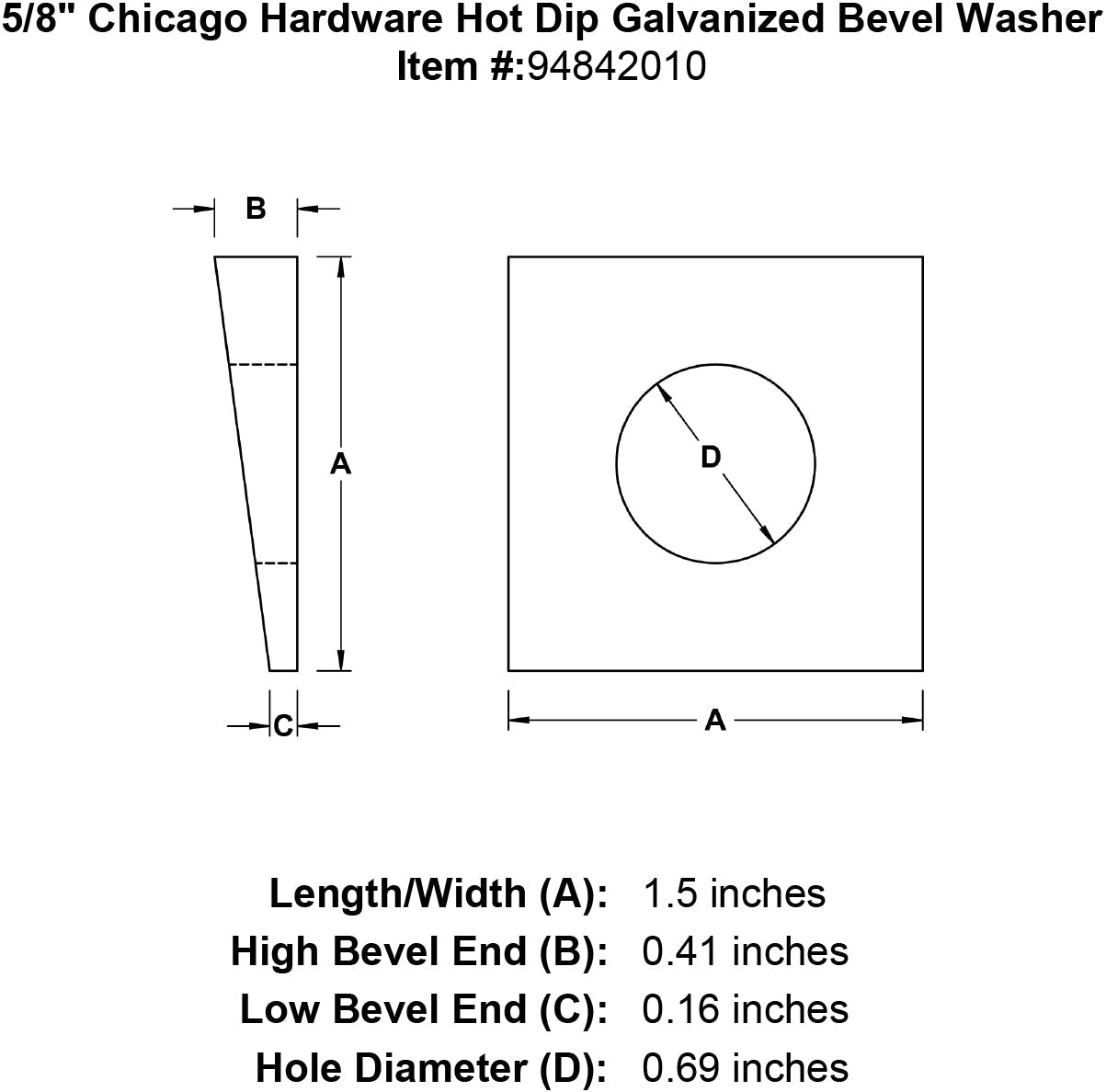 Chicago Hardware Hot Dip Galvanized Bevel Washers