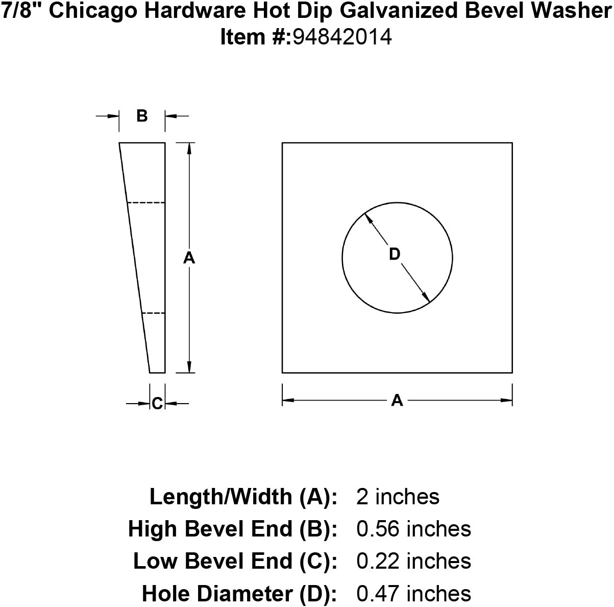 Chicago Hardware Hot Dip Galvanized Bevel Washers