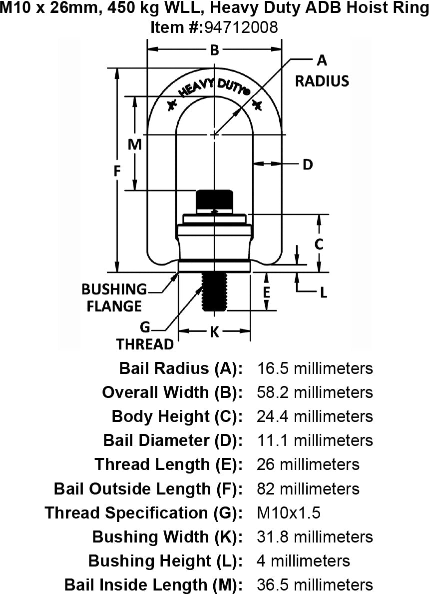 Heavy Duty Metric Standard Bar Swivel Hoist Rings