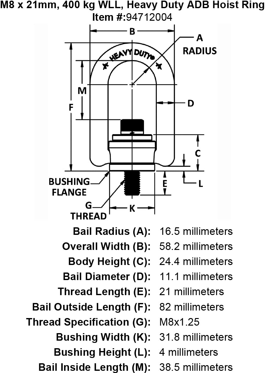 Heavy Duty Metric Standard Bar Swivel Hoist Rings