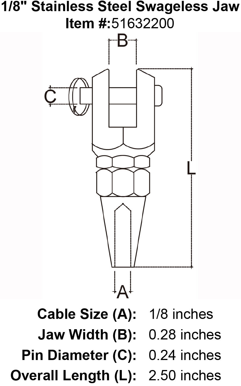 Stainless Steel Swageless Jaw