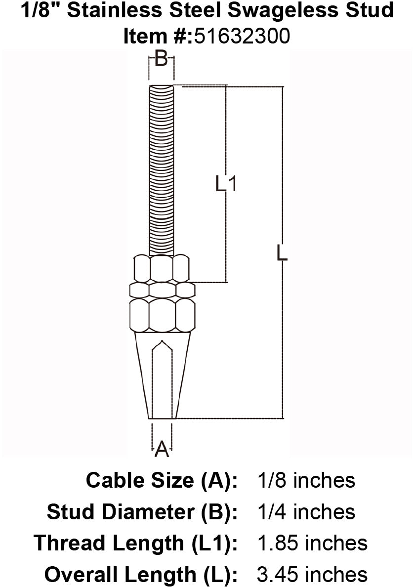 Stainless Steel Swageless Stud