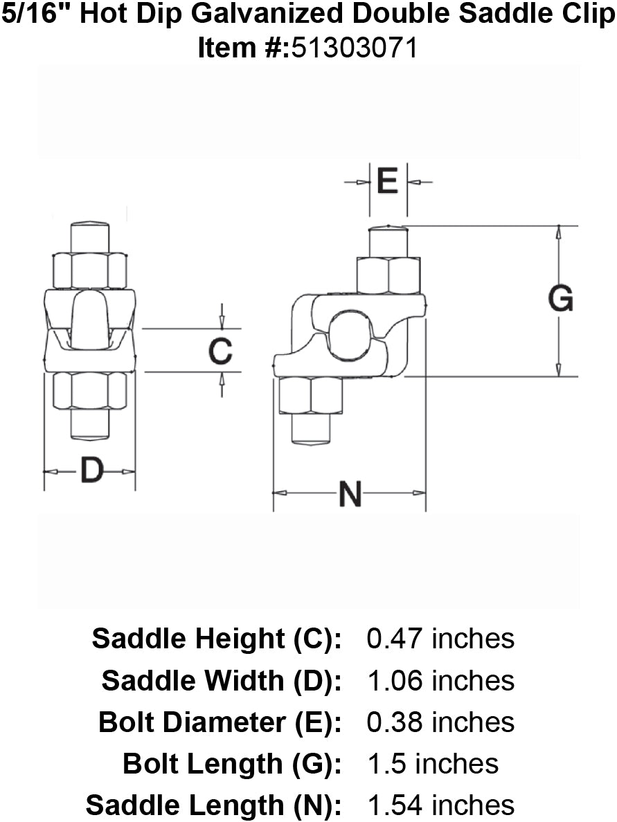 Hot Dip Galvanized Double Saddle Clip