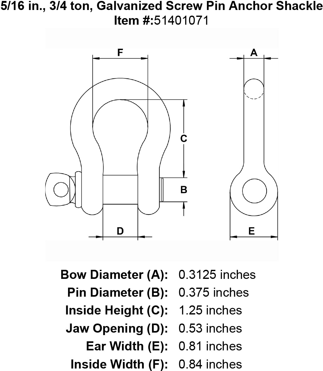 Galvanized Screw Pin Anchor Shackle