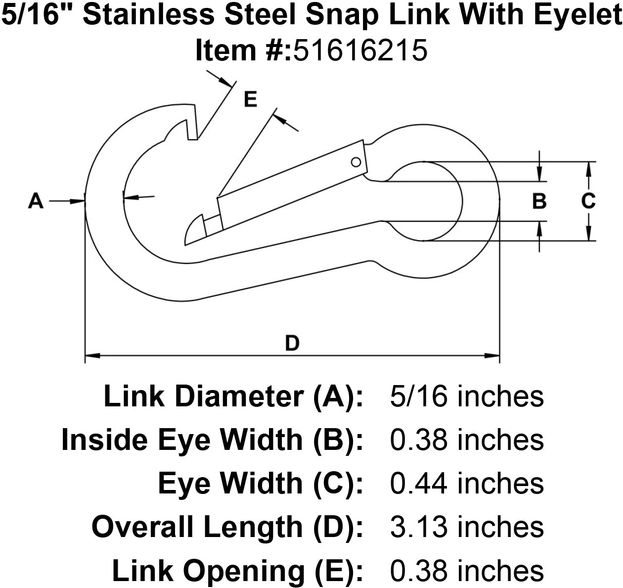 Stainless Snap Links With Eyelet