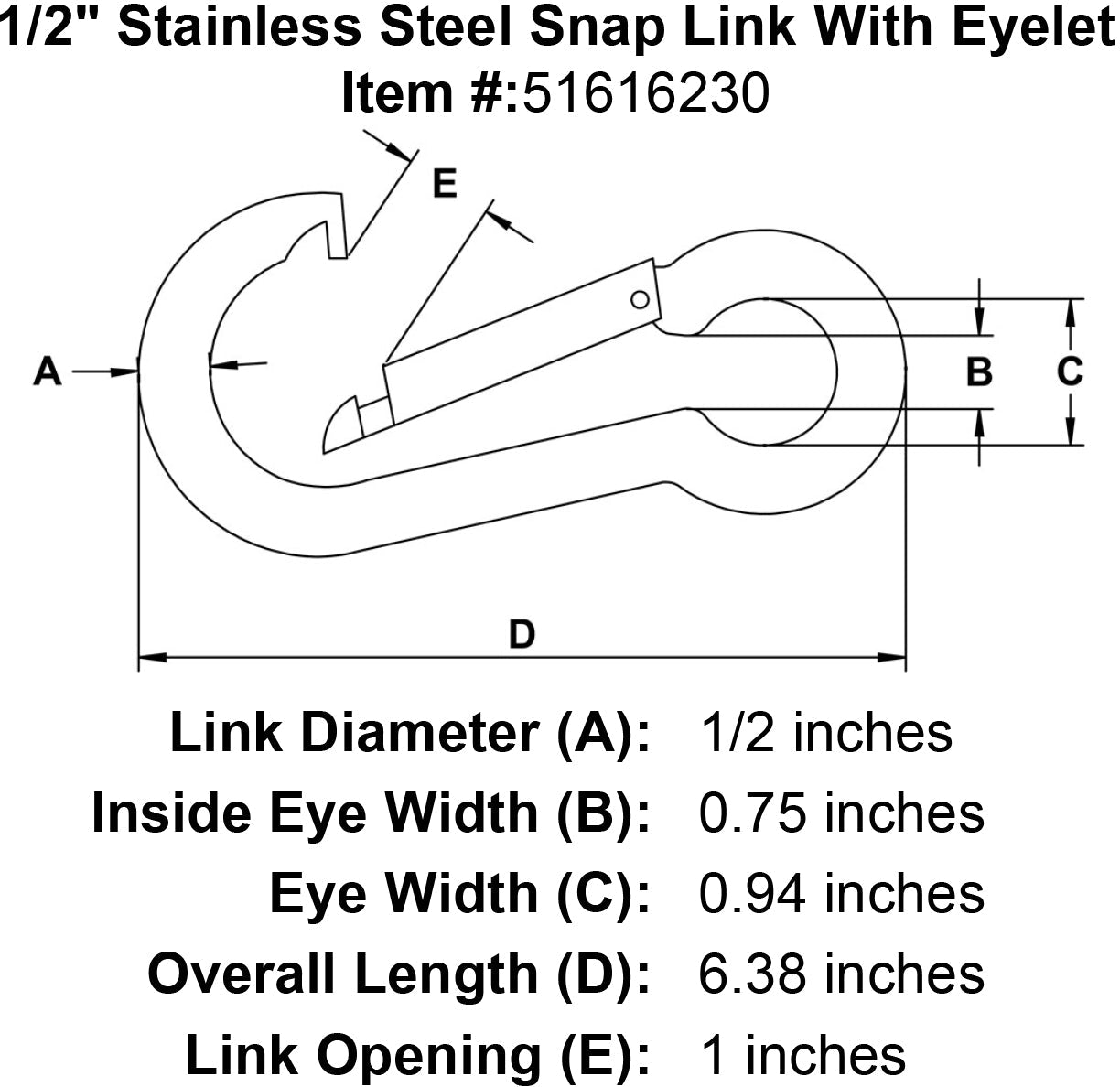 Stainless Snap Links With Eyelet