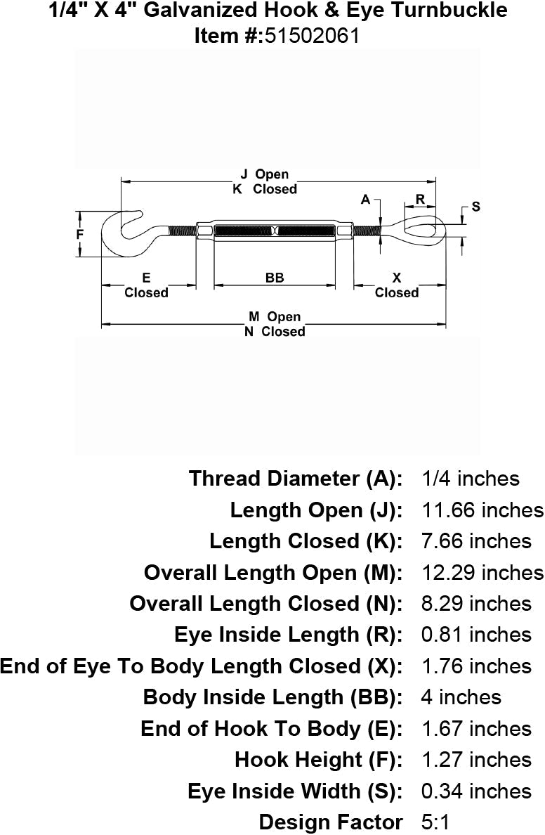 Galvanized Hook & Eye Turnbuckle