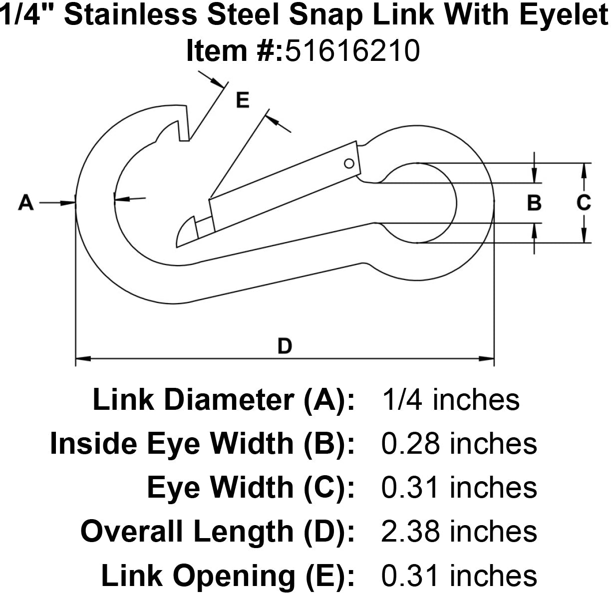 Stainless Snap Links With Eyelet