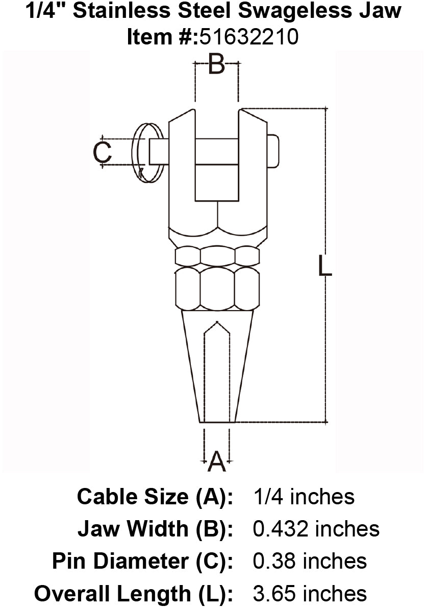 Stainless Steel Swageless Jaw