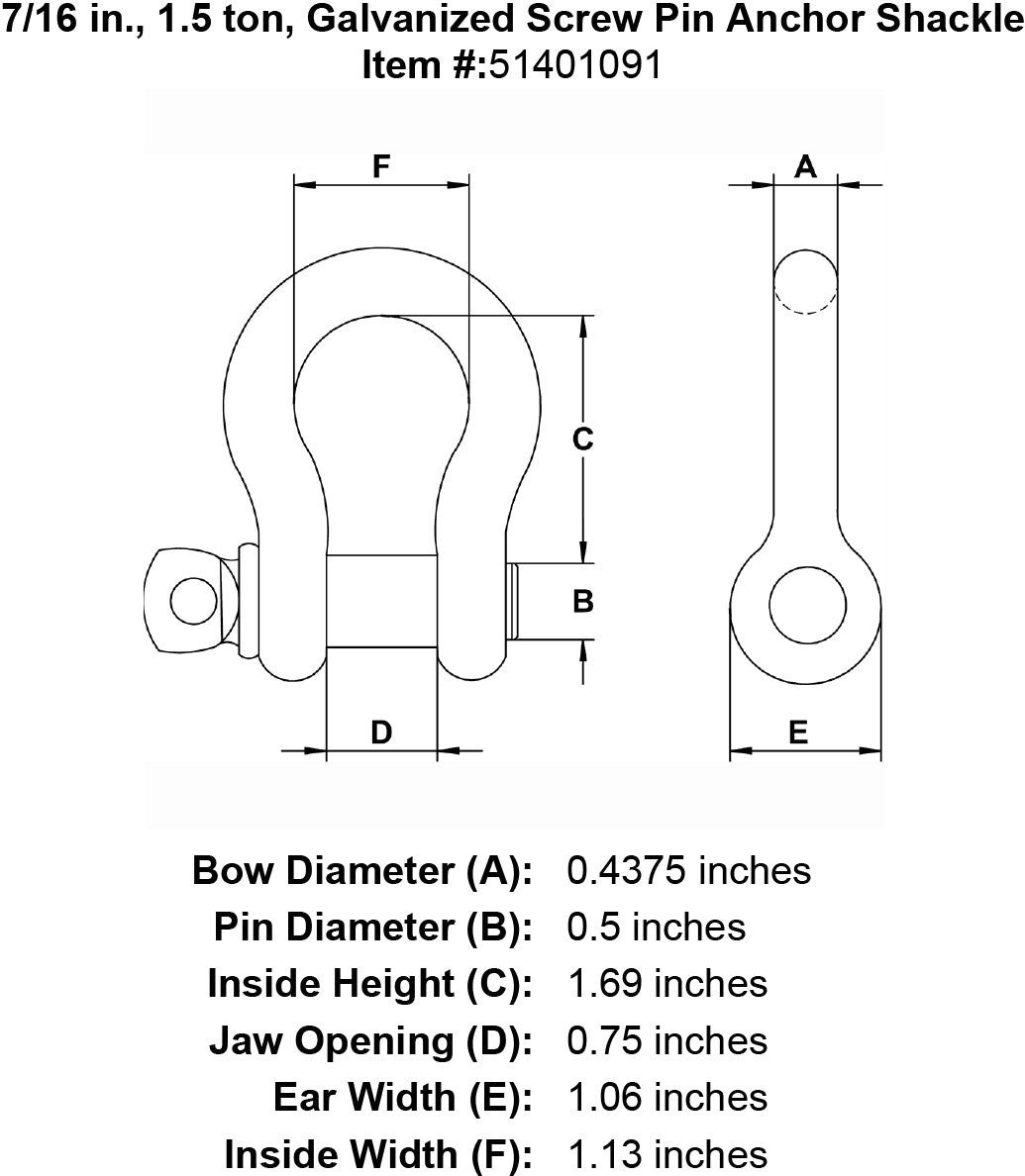 Galvanized Screw Pin Anchor Shackle