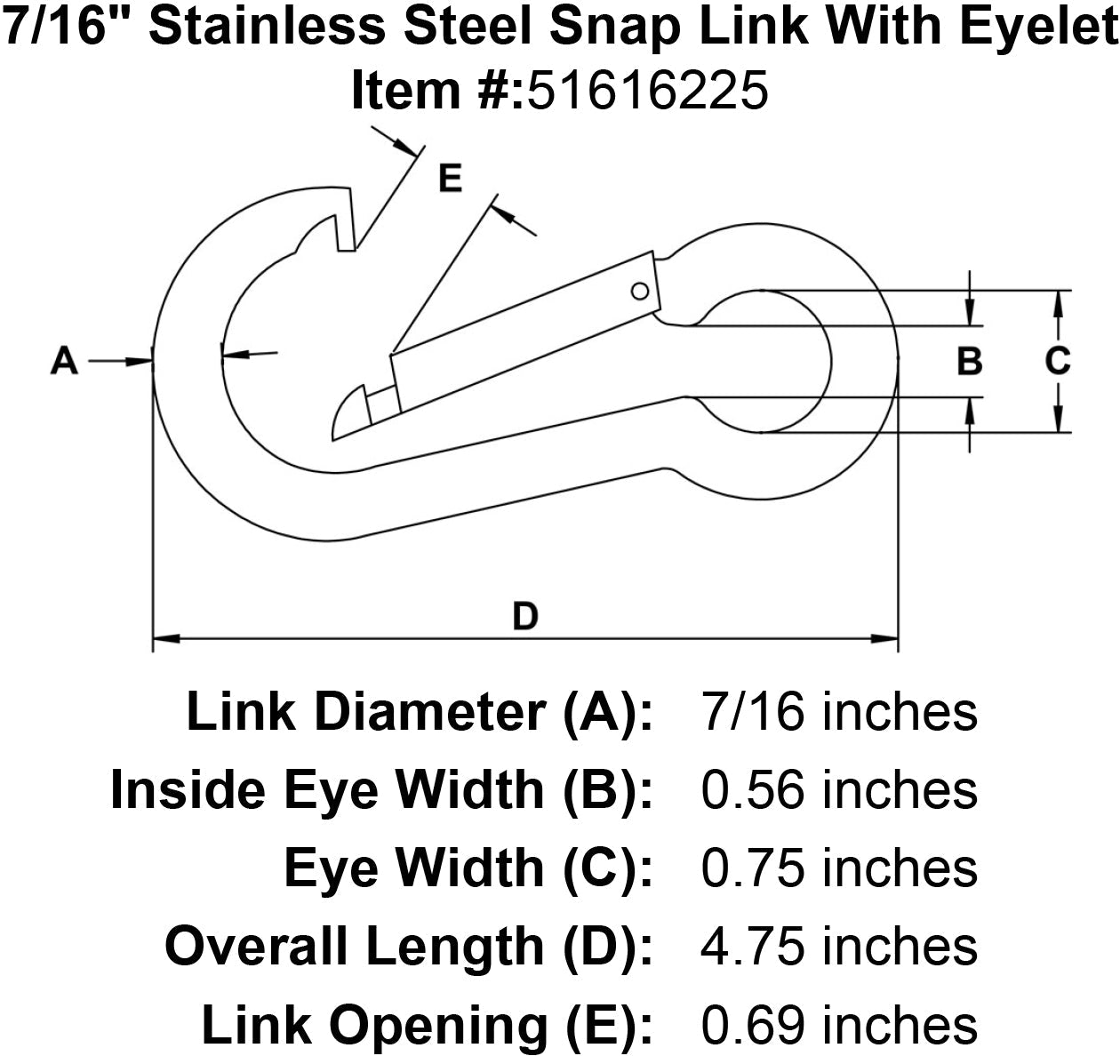 Stainless Snap Links With Eyelet