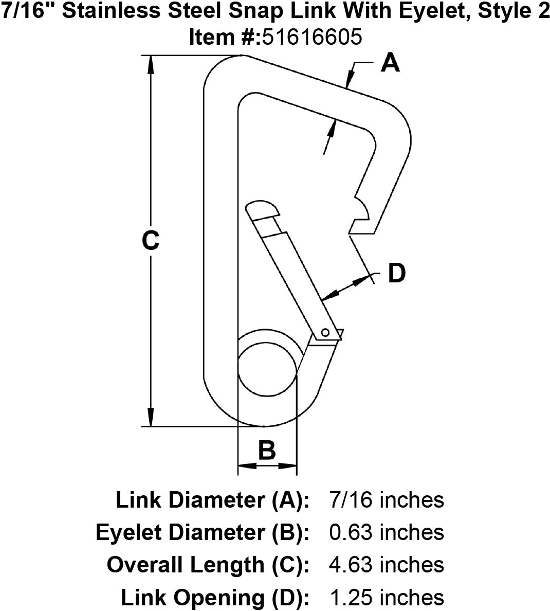 Stainless Snap Links With Eyelet