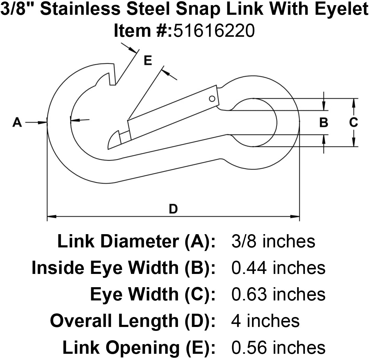 Stainless Snap Links With Eyelet