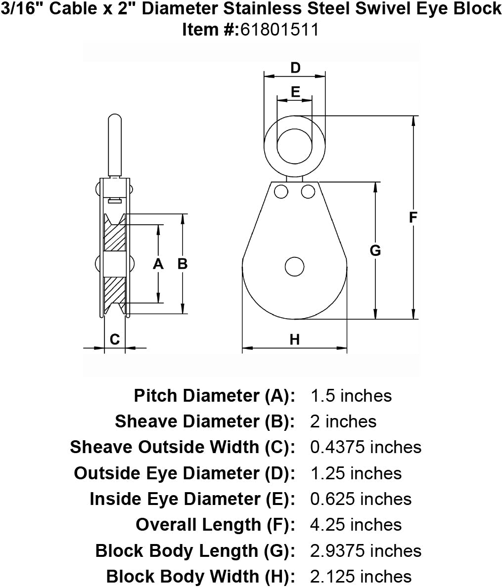 Stainless Swivel Eye Cable Blocks