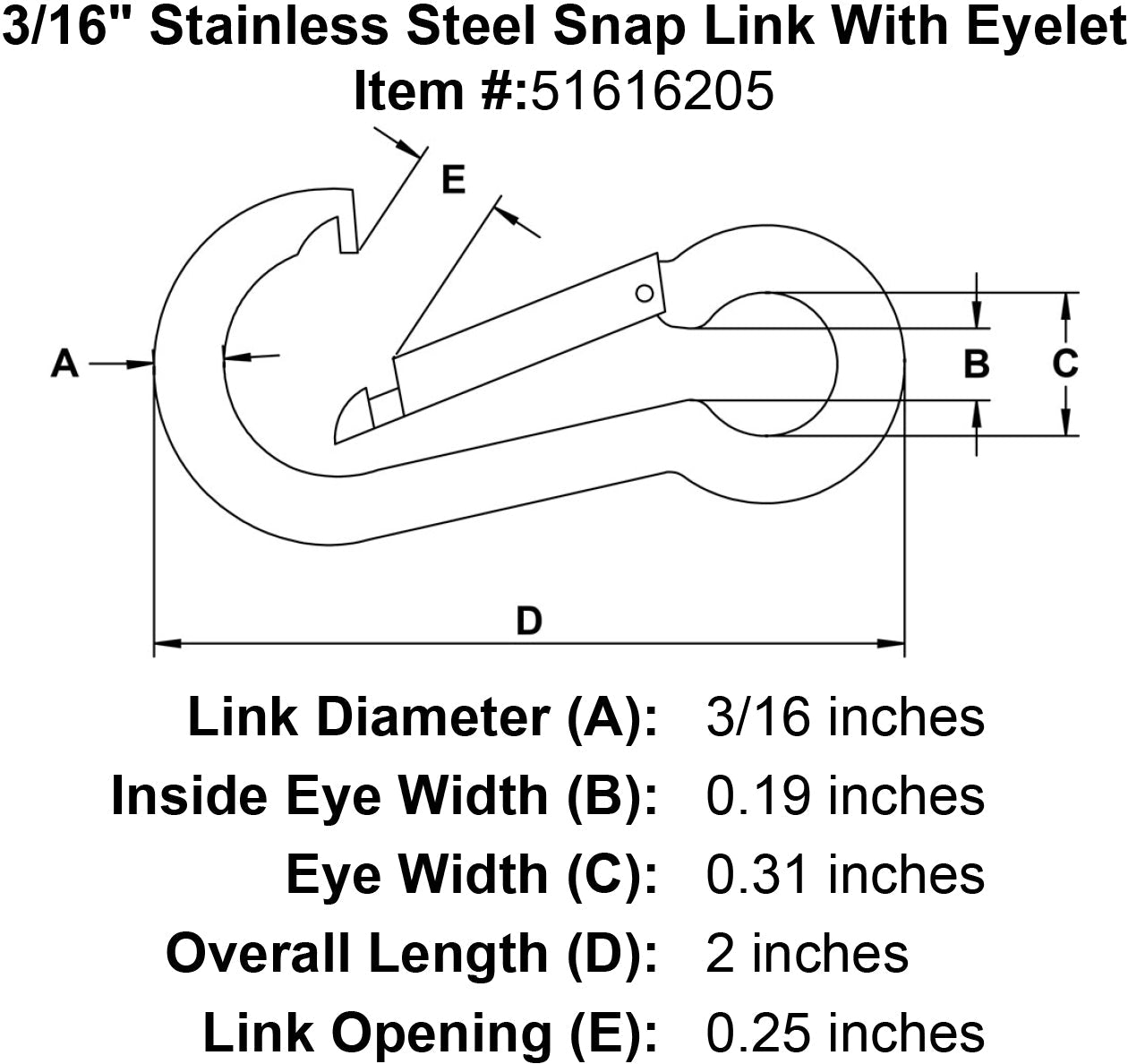 Stainless Snap Links With Eyelet