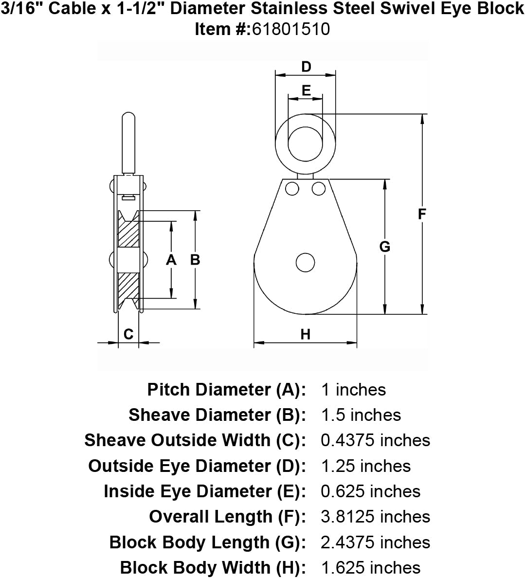 Stainless Swivel Eye Cable Blocks