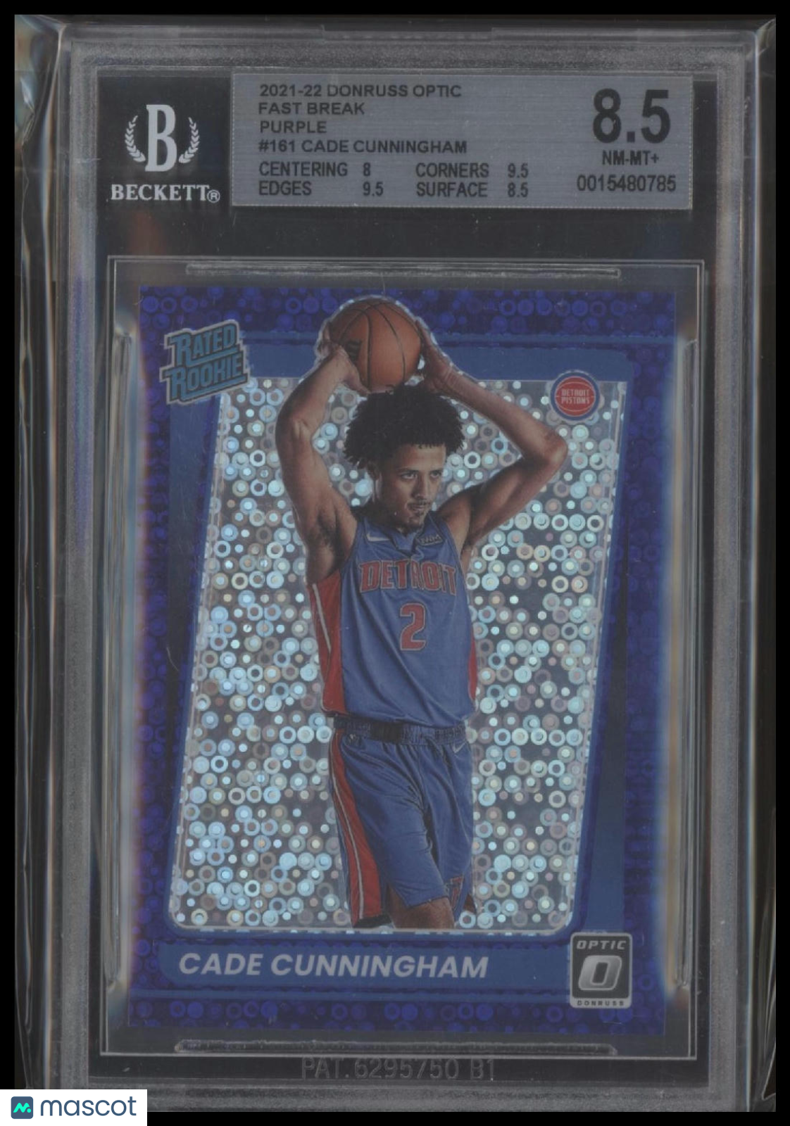 Cade Cunningham 2021-22 Donruss Optic Fast Break Purple #161 BGS 8.5