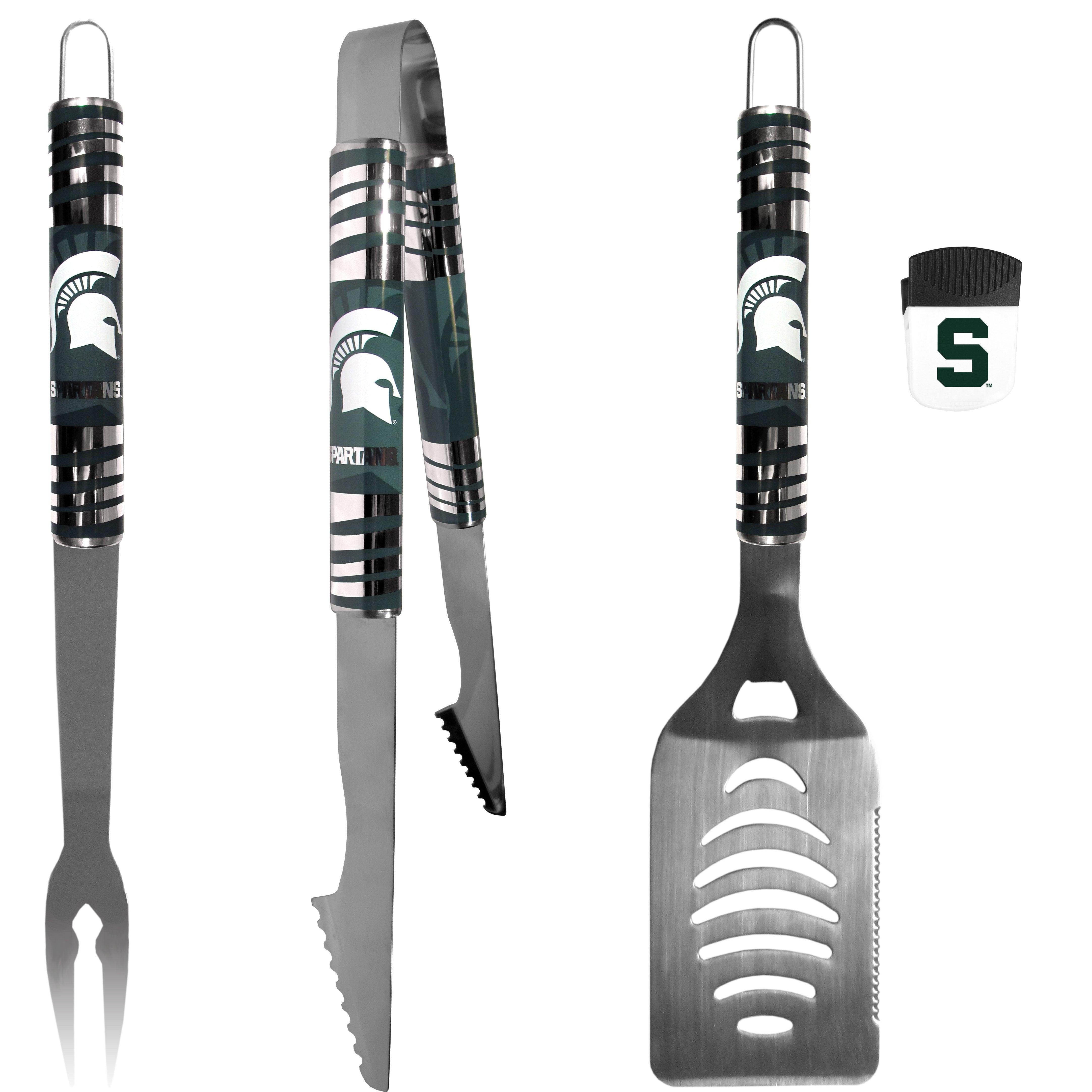 Michigan St. Spartans 3 pc BBQ Set and Chip Clip